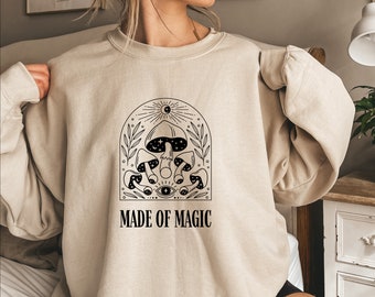 Paddenstoeltrui, botanisch shirt, hippieshirt, paddenstoelshirt, Cottagecore-shirt, natuurshirt, vintage plantenshirt, botanisch T-shirt