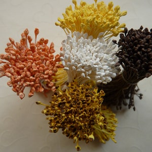 One bundle of Floral Stamen with Double Sided Matte Tiny Tips Golden Yellow OR Brown Or Snow Whiter You Pick The Color image 2