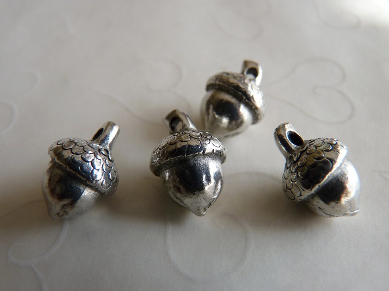 Fall Selected 4 pieces of Acorn Charms in Antique Silver Color 17x12mm image 4