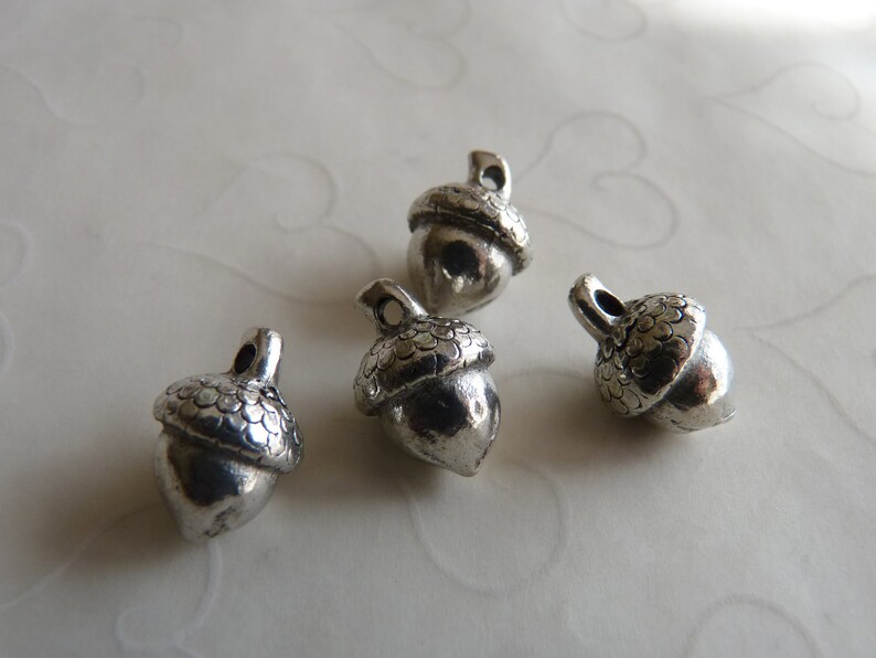Fall Selected 4 pieces of Acorn Charms in Antique Silver Color 17x12mm image 3