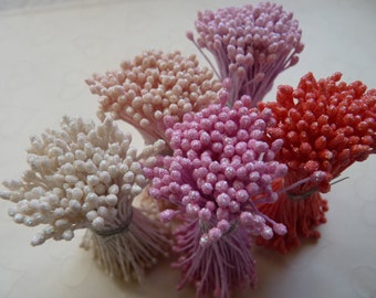 Un paquet d’étamines florales avec des pointes scintillantes mates double face - Vous choisissez la couleur