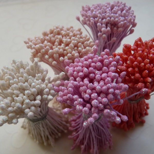 One bundle of Floral Stamen with Double Sided Matte Sparkling Tips -- You Pick the Color