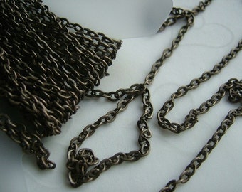 16.4 ft (5 Meters/per pack) Steel Base Antique Brass Color 3x2mm Flat Cable Unsoldered Links Chain