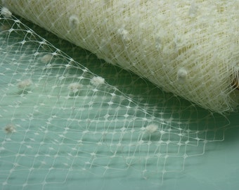 Weekly Promos -- 1 Yard 12 inches wide IVORY with Chenille Dots English Merry Widow Veiling