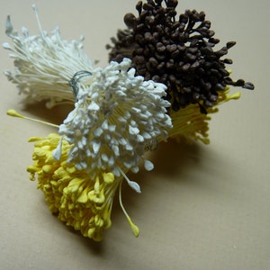 One bundle of Floral Stamen with Double Sided Matte Tiny Tips Golden Yellow OR Brown Or Snow Whiter You Pick The Color image 5