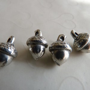 Fall Selected 4 pieces of Acorn Charms in Antique Silver Color 17x12mm image 2