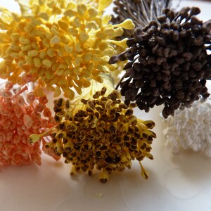 One bundle of Floral Stamen with Double Sided Matte Tiny Tips Golden Yellow OR Brown Or Snow Whiter You Pick The Color image 3