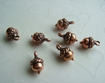 Fall Selected -- 12 pieces of Acorn Charms in Antique Copper Color  -- 14x7mm