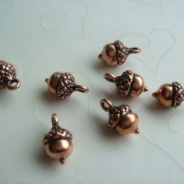 Fall Selected -- 15 pieces of Acorn Charms in Antique Copper Color  -- 14x7mm