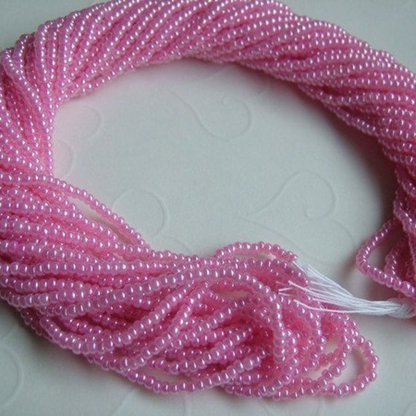 One hank of Czech Pearl Dark Pink seed beads - 1305 size 11