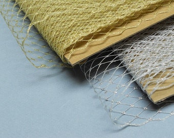 Weekly Promos -- 2 Yards 9 inches wide Birdcage Russian/French Veiling -- Metallic Gold OR Metallic Silver