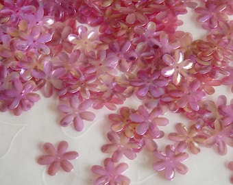 New Item -- 7g of 15 mm 6 Petals Flower Sequins in Iris Watermelon Color