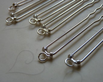 New Item -- 6 pieces of One Hole Silver Plated Chignon - 4 Inches