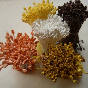 One bundle of Floral Stamen with Double Sided Matte Tiny Tips Golden Yellow OR Brown Or Snow Whiter You Pick The Color image 1