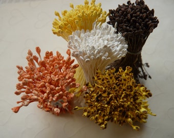 One bundle of Floral Stamen with Double Sided Matte Tiny Tips -- Golden Yellow OR Brown Or Snow Whiter (You Pick The Color)