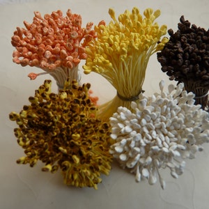 One bundle of Floral Stamen with Double Sided Matte Tiny Tips Golden Yellow OR Brown Or Snow Whiter You Pick The Color image 4