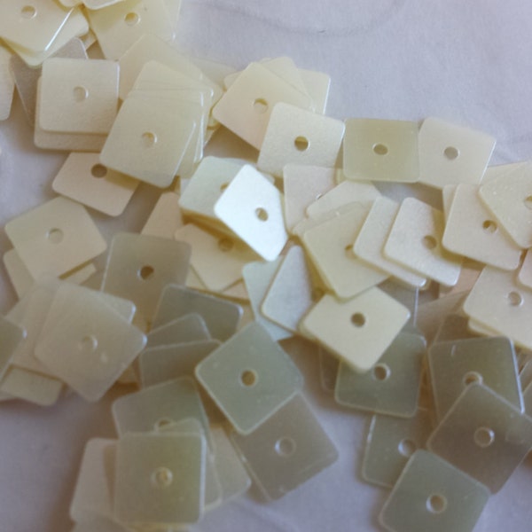 New Item -- 7g of 5 mm Flat Square Sequins in Satin Butter Yellow Color