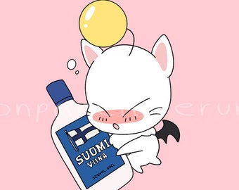 Moogle Suomi Viina Sticker Holo Effekt
