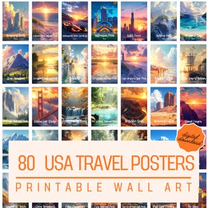 80 USA Travel Posters | Travel Posters Collection | Printable Travel Art | Travel Gallery Wall Decor | Home Travel Decor | Digital Download