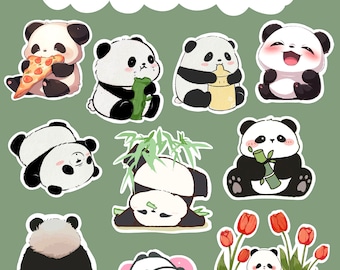 Paquete de 10 imágenes prediseñadas de panda con fondo transparente / lindos archivos png de panda.