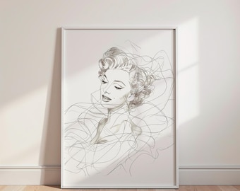 Marilyn Monroe Line Art Print: Minimalist Hollywood Glamour (Digital Download)