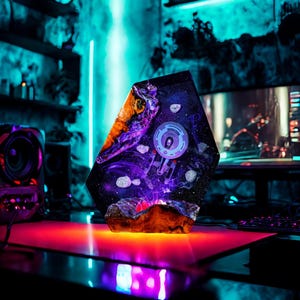 PREMIUM Galaxy Star trek NCC-1701  Resin Lamp – Handmade Sci-Fi Starship Space Diorama Light, Sci fi Decor for Office, Desk or Gamer Gift