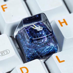 Blue Astronaut Galaxy Keycap, Universe Artisan Keycap for Cherry MX Switches, Unique Space Gift, Handmade Keycap for Mechanical Keyboards
