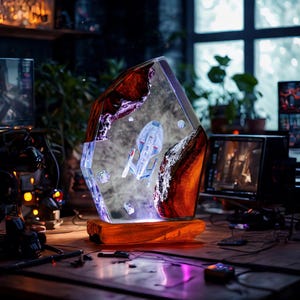 PREMIUM NCC - 86505 Star trek Spaceship Model Resin Lamp – Handmade Sci-Fi Space Diorama Light, Decor for Geeks, Movie Lover or Gamer Gift