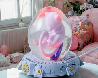 Lámpara exclusiva de resina con forma de huevo de Mew – Luz nocturna LED hecha a mano / Diorama de criatura / Lámpara coleccionable USB / Regalo para gamers y fans del anime