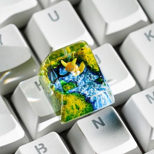 Rai-chu Artisan Keycap, Handmade Kawaii Keycap for MX Cherry Switch, Unique Resin Gift for Mechanical Keyboard Fans