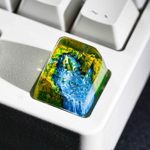 Bayleef Artisan Keycap, Handmade Kawaii Keycap for MX Cherry Switch, Unique Resin Gift for Mechanical Keyboard Fans