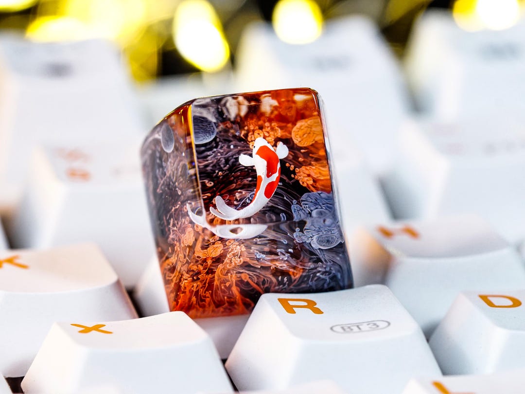 Custom Japanese Koi Fish Keycap Set, Artisan Resin Coral and Ocean ...