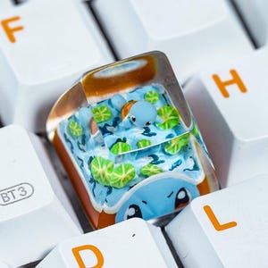 Custom S.q.u.i.r.t.l.e Artisan Keycap, Handmade Kawaii Keycap for MX Cherry Switch, Unique Resin Gift for Mechanical Keyboard Fans