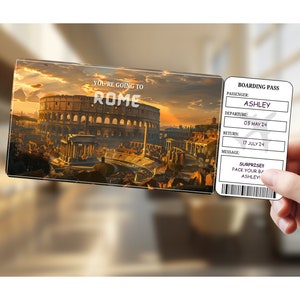 Carta d'imbarco digitale personalizzata per Roma: regalo di viaggio con download immediato o sorpresa per le vacanze