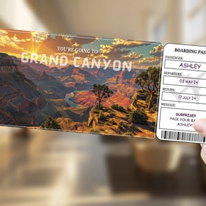 Custom Grand Canyon Digital Boarding Pass – Instant Download Travel Gift or Adventure Surprise