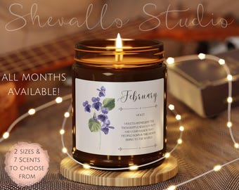 Birth Flower Candle Gift | Birthday Gift for Friend | Birthday Gift for Her | Mothers Day Gift | Birth Flower Soy Candle | Romantic Gift