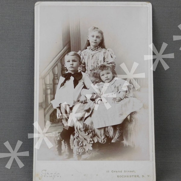 Vintage Victorian Children Cabinet Card Photo, 1800s Photograph