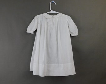 Vintage Little Girl White Cotton Dress, Open work, Tatted lace 1900s, 22 inch chest