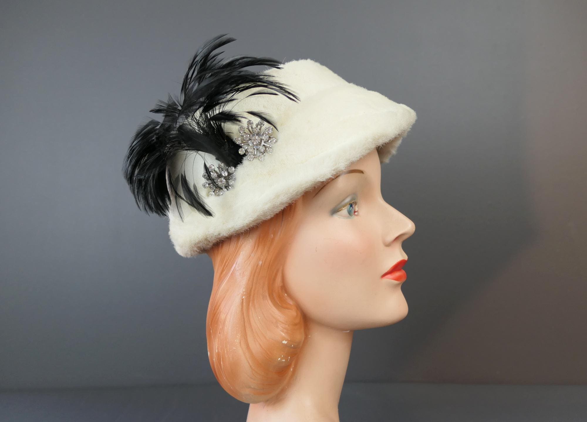 1950s White Feather Hat - Etsy display picture 1