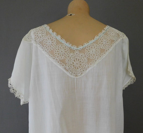 Vintage Edwardian Nightgown, 1900s White Cotton w… - image 8