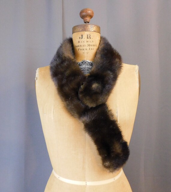 Vintage Mink Fur Scarf With Clips 1950s Dark Brown Etsy UK