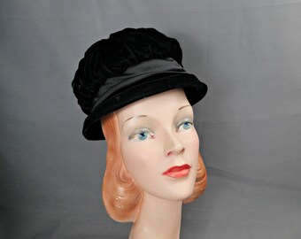 Vintage Toque Netted Hat Black Velvet - Etsy display picture 3