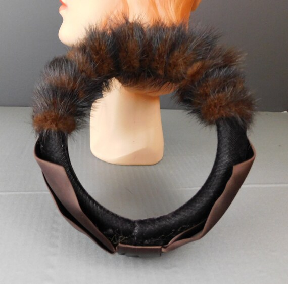 1960s Vintage Mink Fur Ring Hat With Satin Bow, Open Top  display picture 1