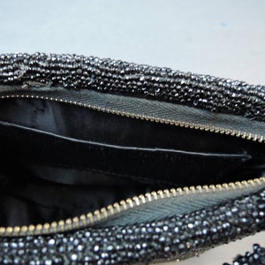 Vintage Black Beaded Evening Purse 1930s 1940s Sparkle Party Bag 8x6 inches image 9