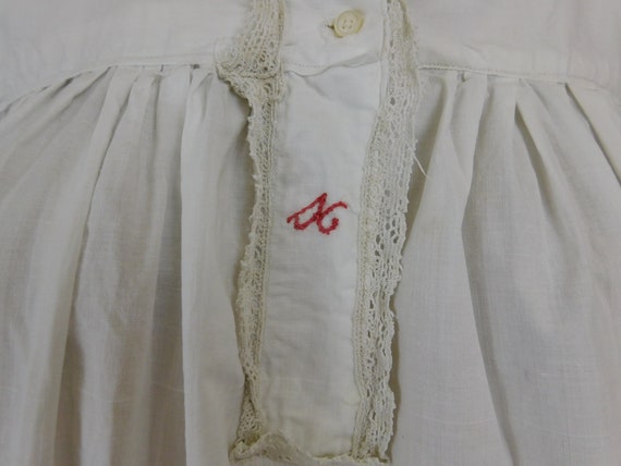 Antique White Cotton Nightgown XS 30 bust,1900s w… - image 4