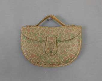 Vintage 1940s Brocade Clutch Purse, Hand Strap, Paristyle