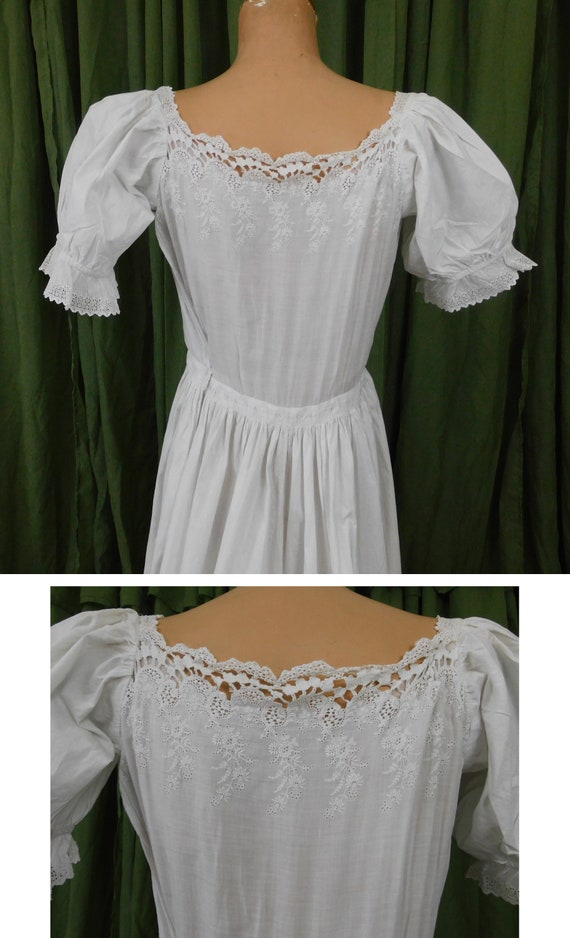 Antique Embroidered Cotton Wedding Gown Edwardian… - image 8