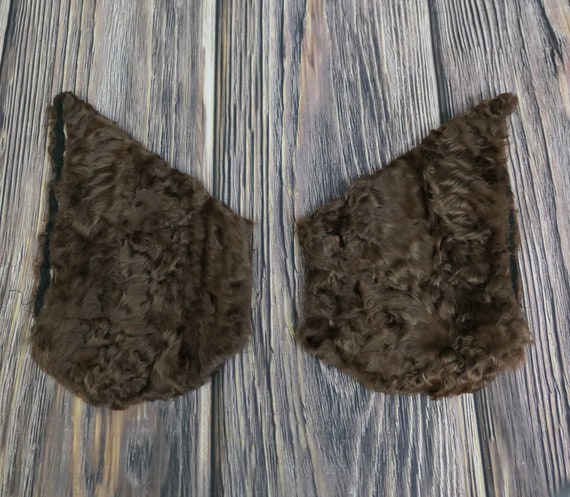 Vintage Brown Sheared Curly Fur Wide Cuffs for Co… - image 1