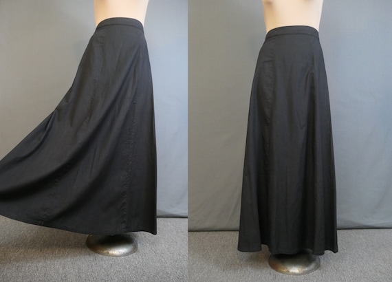 Vintage Long Black Cotton Skirt or Petticoat, Edw… - image 1