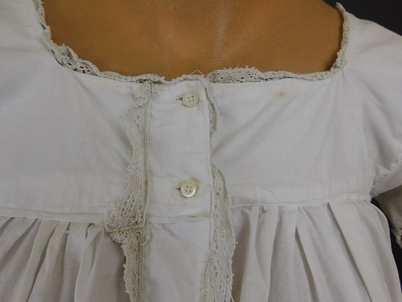 Antique White Cotton Nightgown XS 30 bust,1900s w… - image 6